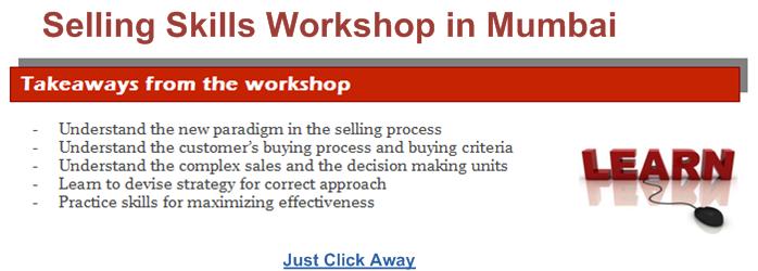 Selling Skills workshop in Mumbai, Sales Management Workshop in Mumbai