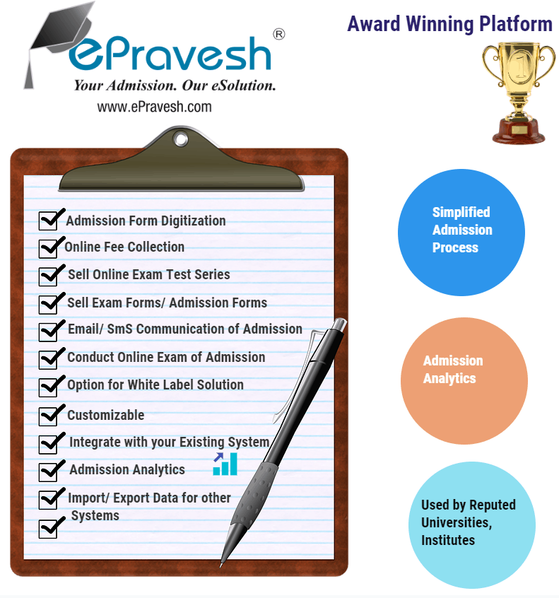 ePravesh Features for online admission form and Fee Collection