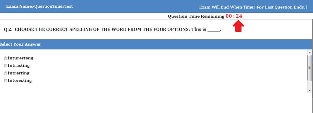 Online Exam Per Question Timer