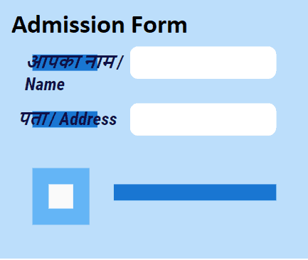 Admission Form in native language