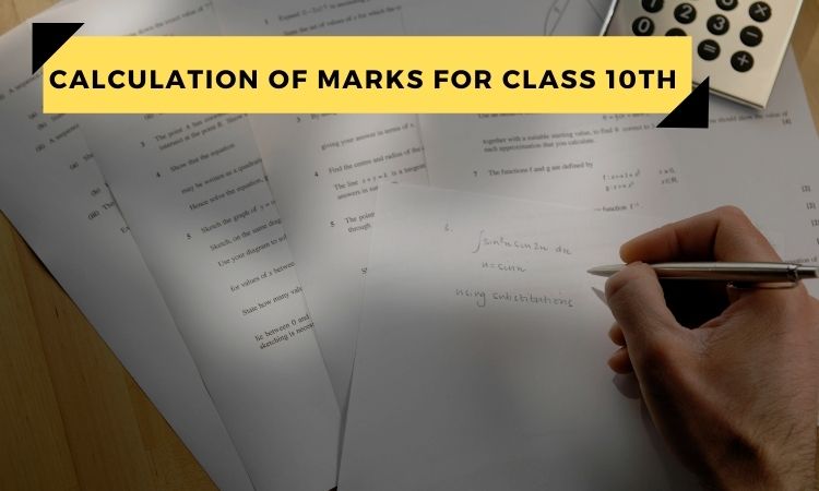 Calculation of marks for class 10th